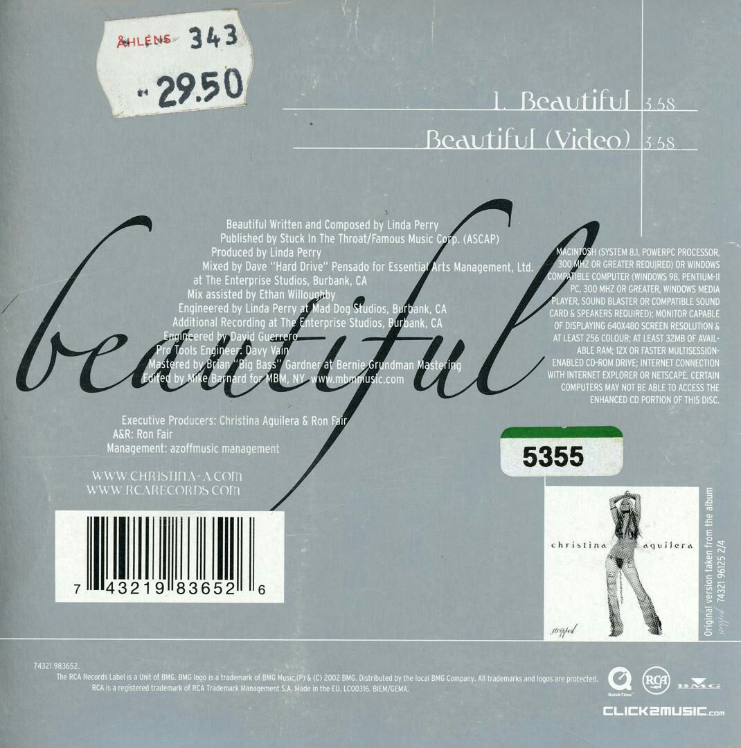 Beautiful - Christina Aguilera (CD) music collectible [Barcode 743219836526] - Main Image 2