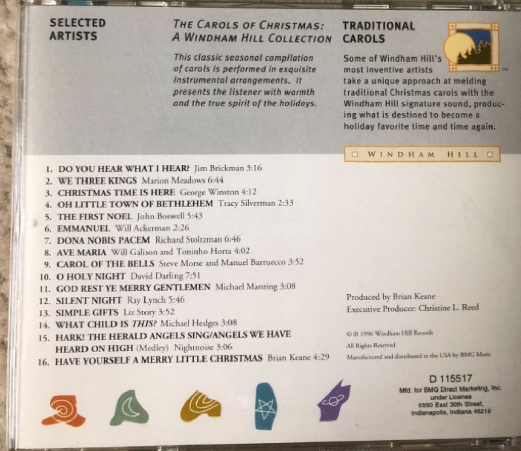 The Carols Of Christmas: A Windham Hill Collection - Various (CD) music collectible [Barcode 019341119326] - Main Image 2