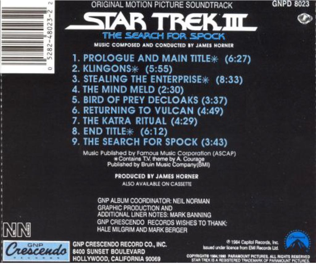 Star Trek III: The Search For Spock - Original Motion... - Soundtrack (CD - 47) music collectible [Barcode 052824802322] - Main Image 2