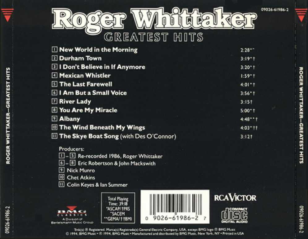 Greatest Hits - Whittaker, Roger (CD) music collectible [Barcode 090266198627] - Main Image 2