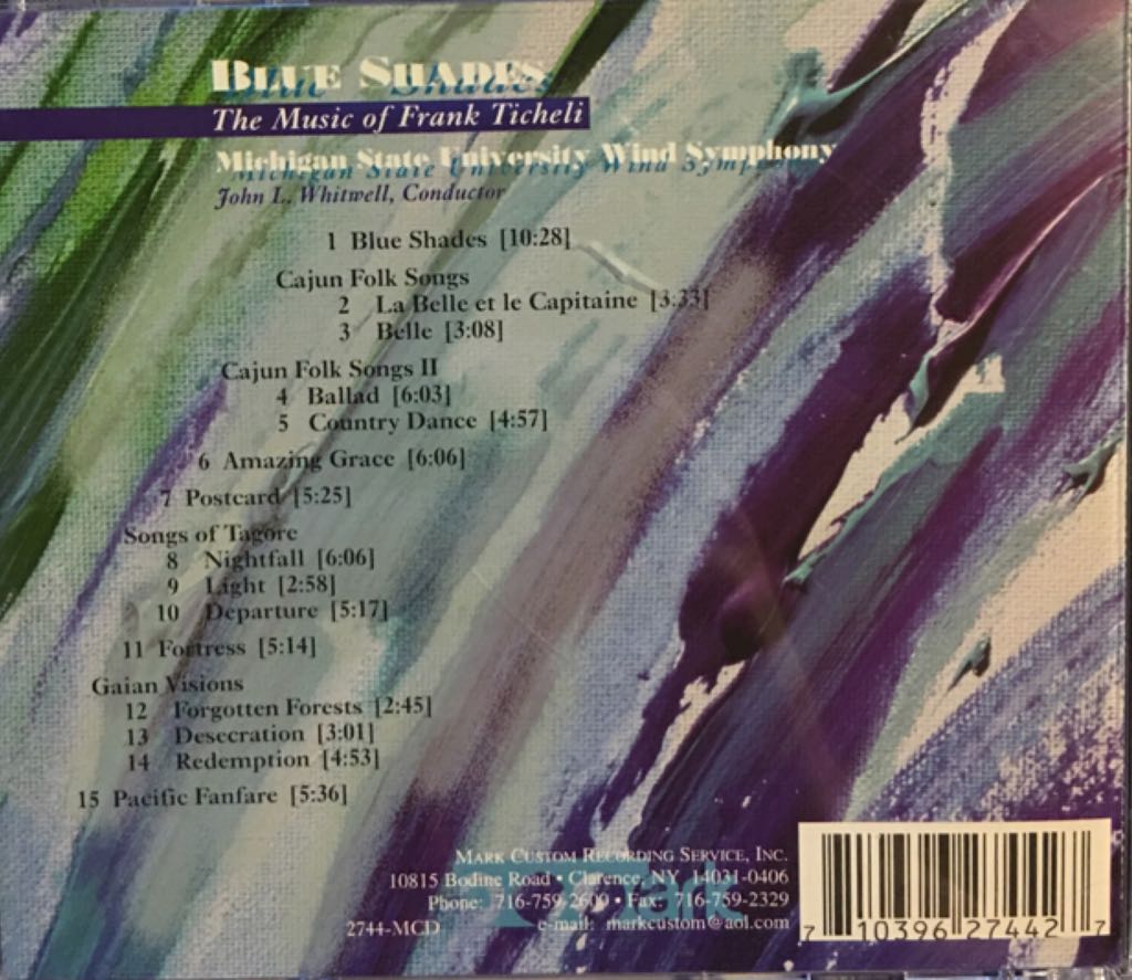 Blue Shades: The Music of Frank Ticheli - Michigan State University Wind Symphony (CD) music collectible [Barcode 710396274427] - Main Image 2