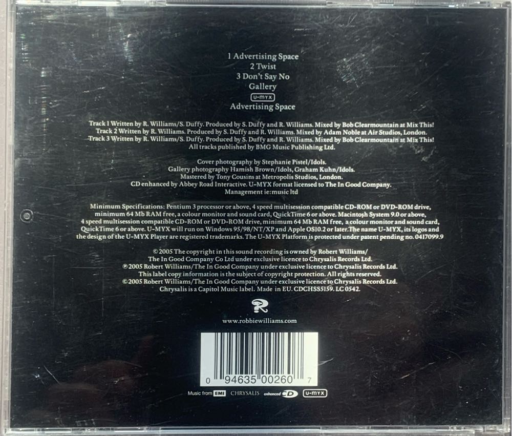 Advertising Space (Part 2) - Robbie Williams (CD) music collectible [Barcode 094635002607] - Main Image 3