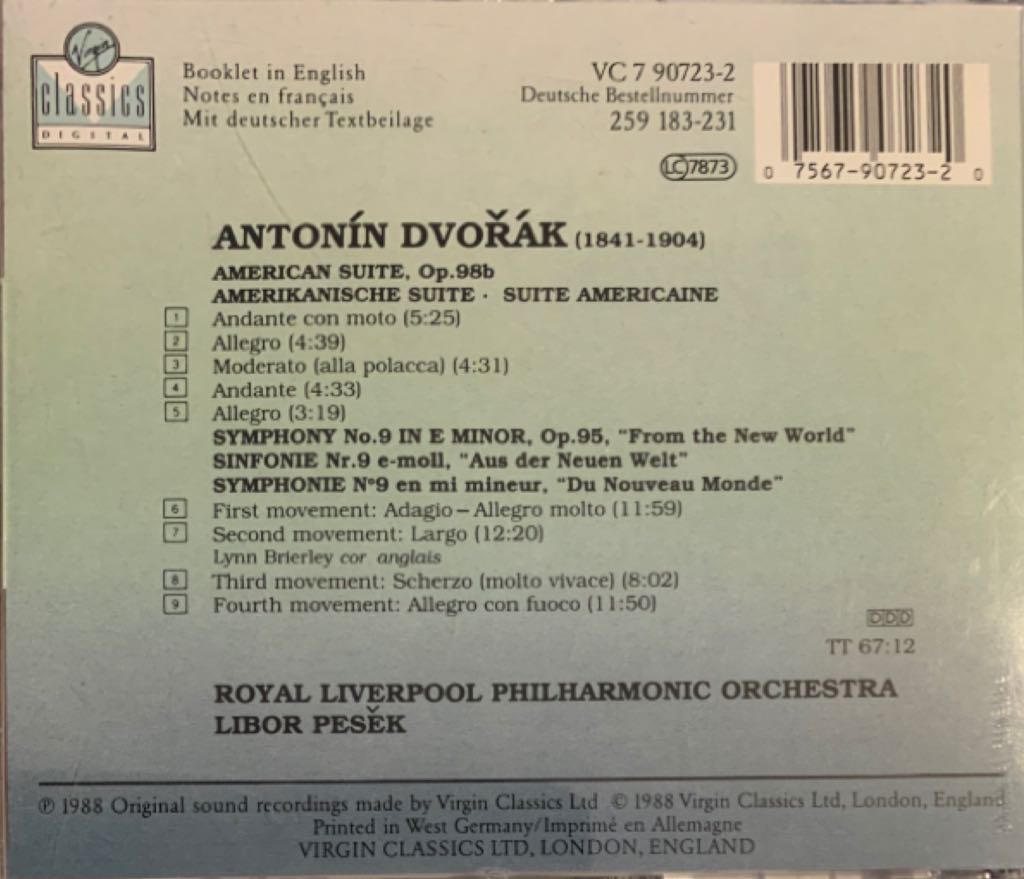 Dvorak: Symphony No.9, American Suite - Royal Liverpool Philharmonic Orchestra, Libor Pešek (CD) music collectible [Barcode 075679072320] - Main Image 2