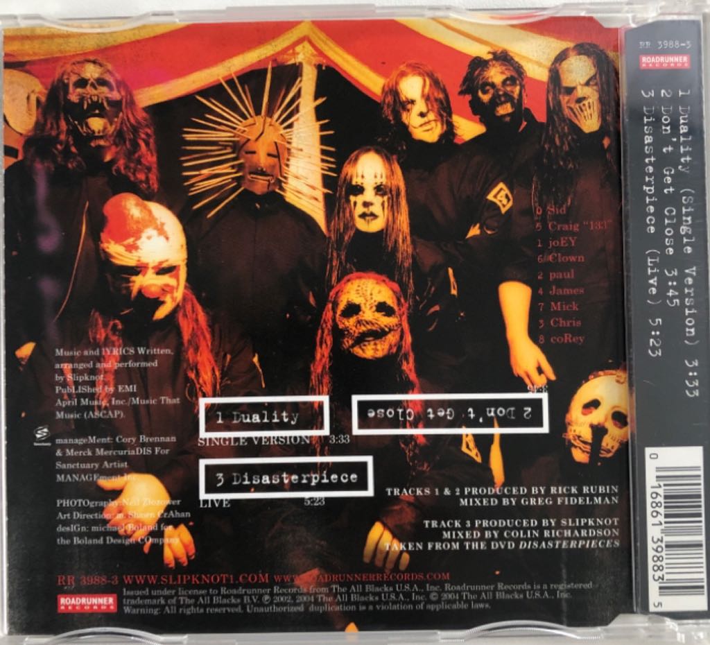 Duality - Slipknot (CD) music collectible [Barcode 016861398835] - Main Image 2