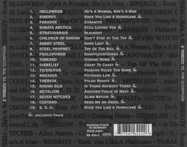 A Tribute To The Scorpions (Promo) - 24 Compilation (Various Artists) (CD) music collectible [Barcode 727361642426] - Main Image 2