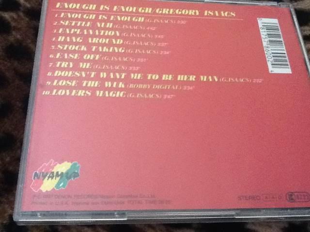 Enough Is Enough - Gregory Isaacs (CD) music collectible [Barcode 081757860024] - Main Image 2