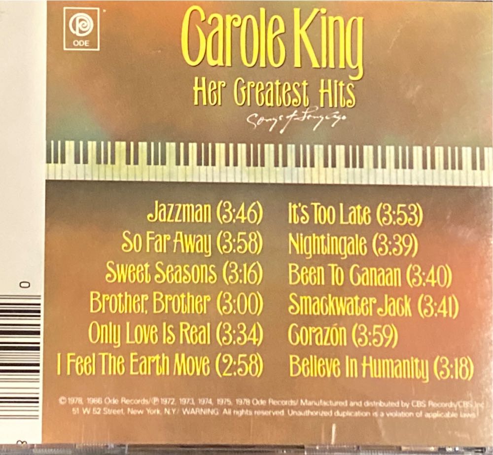 Her Greatest Hits - Carole King (12” - 51) music collectible [Barcode 074643496728] - Main Image 2