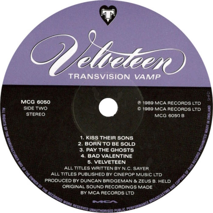Velveteen - Transvision Vamp (12” - 5310) music collectible [Barcode 5011781605013] - Main Image 4