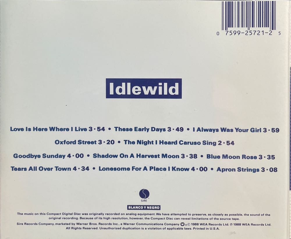 Idlewild - Everything But The Girl (CD - 45) music collectible [Barcode 075992572125] - Main Image 2