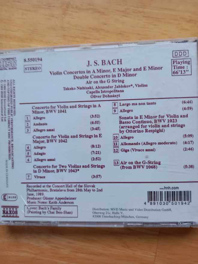 Bach J S Violin Concertos - Takako Nishizaki (CD) music collectible [Barcode 4891030501942] - Main Image 2