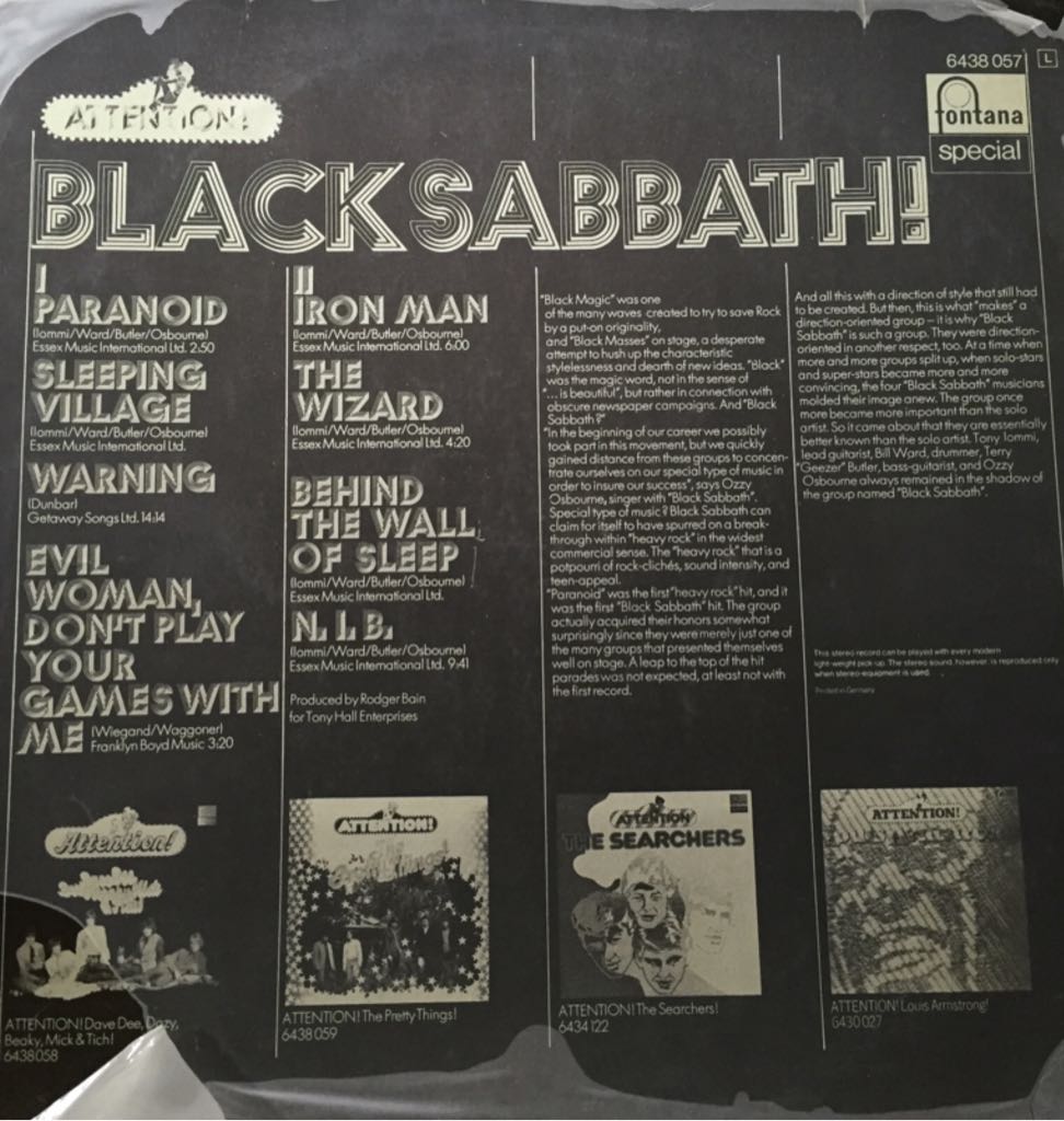 Attention ! Black Sabbath - Black Sabbath (12” - 40) music collectible - Main Image 2