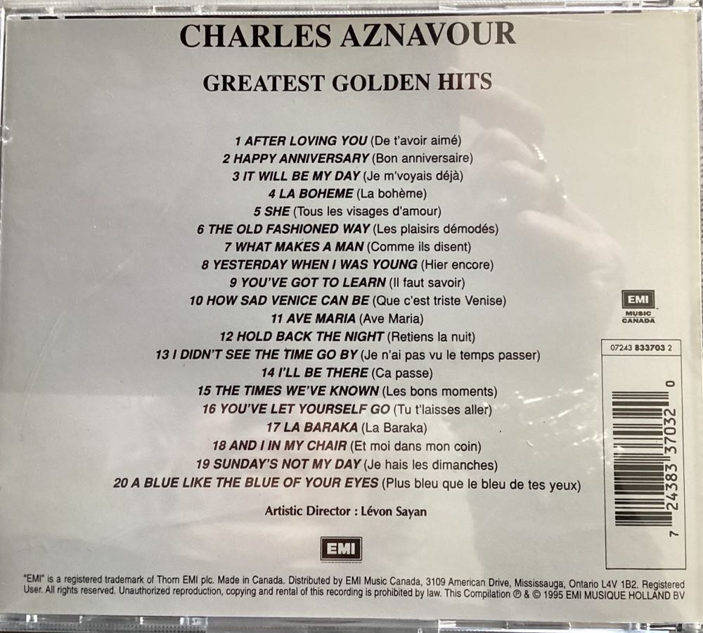 Greatest Golden Hits - Aznavour, Charles (CD - 67) music collectible [Barcode 724383370320] - Main Image 2