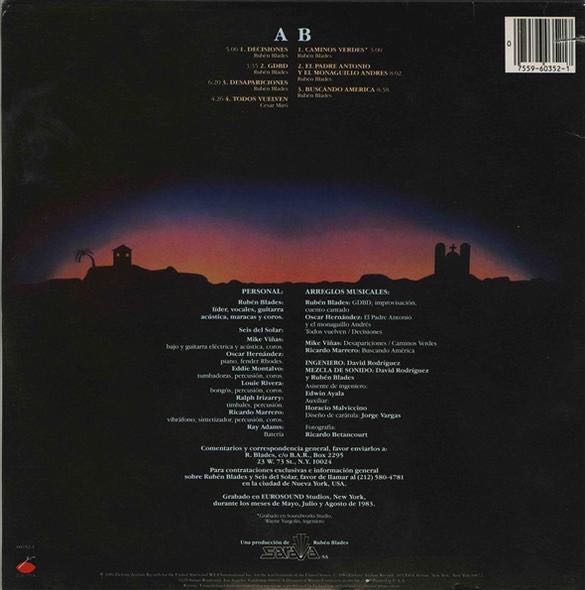 Buscando América - Ruben Blades (12”) music collectible [Barcode 075596035217] - Main Image 2