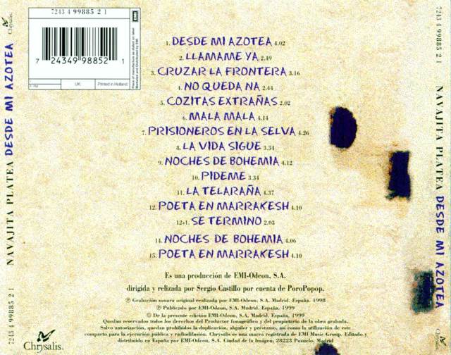 Navajita Plateá. Desde Mi Azotea - Navajita Plateá (CD) music collectible [Barcode 724349600027] - Main Image 2