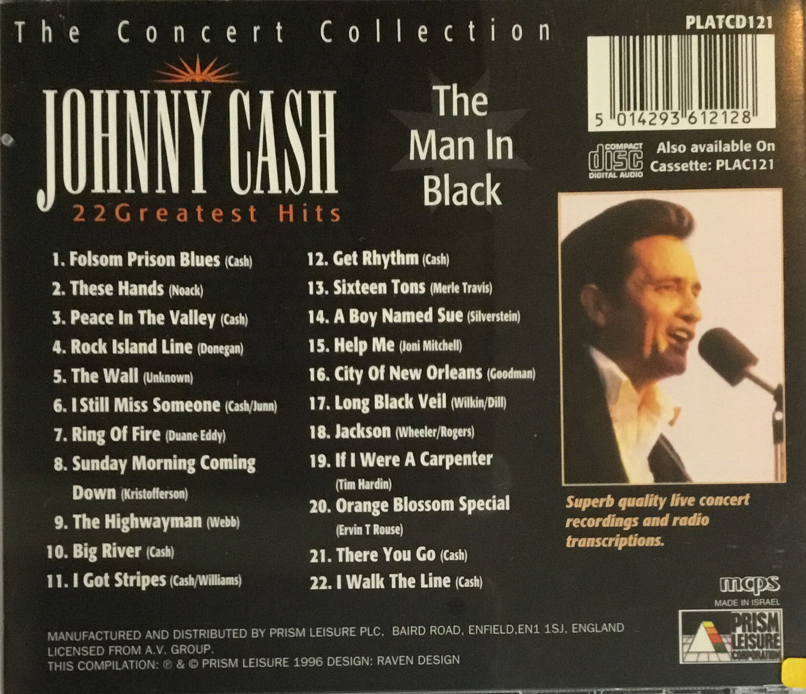 The Man In Black - 22 Greatest Hits - Johnny Cash (CD - 60) music collectible [Barcode 5014293612128] - Main Image 2