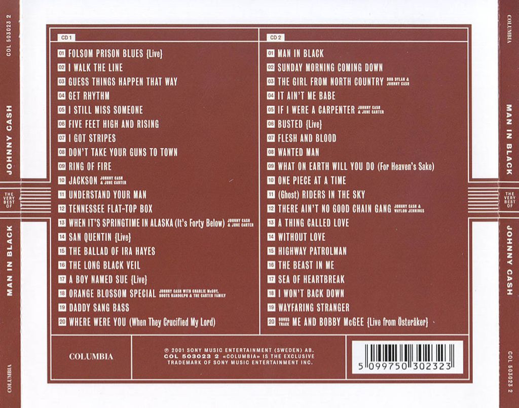 The Man In Black- The Very Best Of - Johnny Cash (CD-R - 112) music collectible [Barcode 5099750634523] - Main Image 2