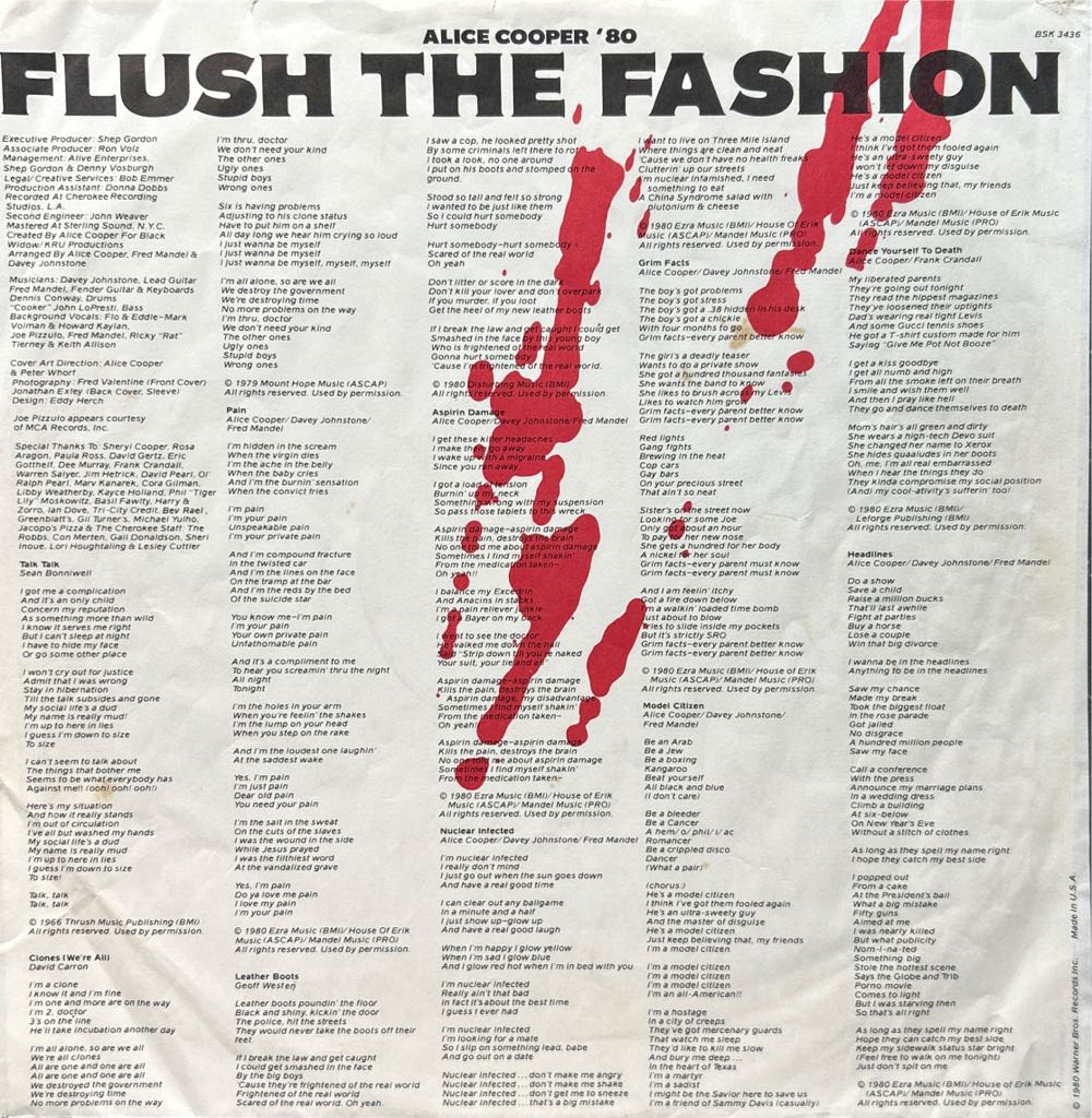 Flush The Fashion - Alice Cooper (12” - 28) music collectible [Barcode 075992343619] - Main Image 3
