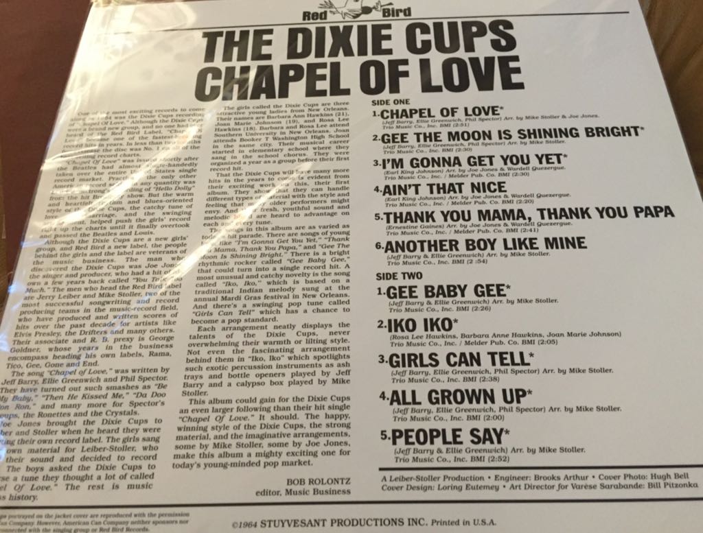 Chapel Of Love - Dixie Cups (12”) music collectible [Barcode 030206733013] - Main Image 2
