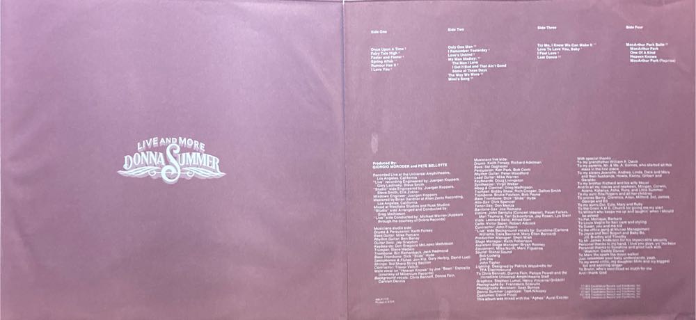 Live And More - Summer, Donna (12” - 66) music collectible - Main Image 4