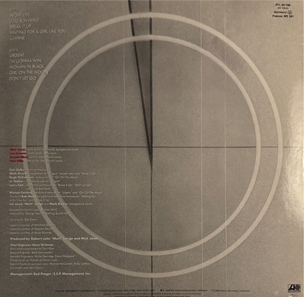 Four - Foreigner (12”) music collectible - Main Image 2