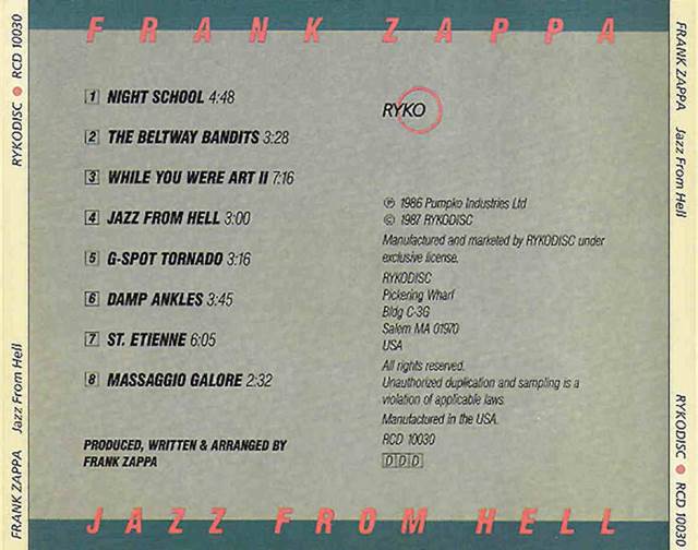 Zappa. Jazz From Hell - Frank Zappa (CD) music collectible - Main Image 2
