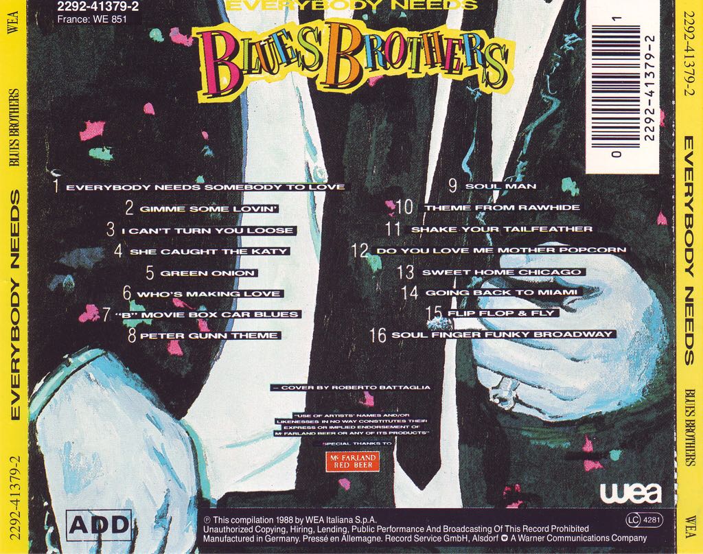 Everybody Needs - Blues Brothers (CD) music collectible [Barcode 022924137921] - Main Image 2