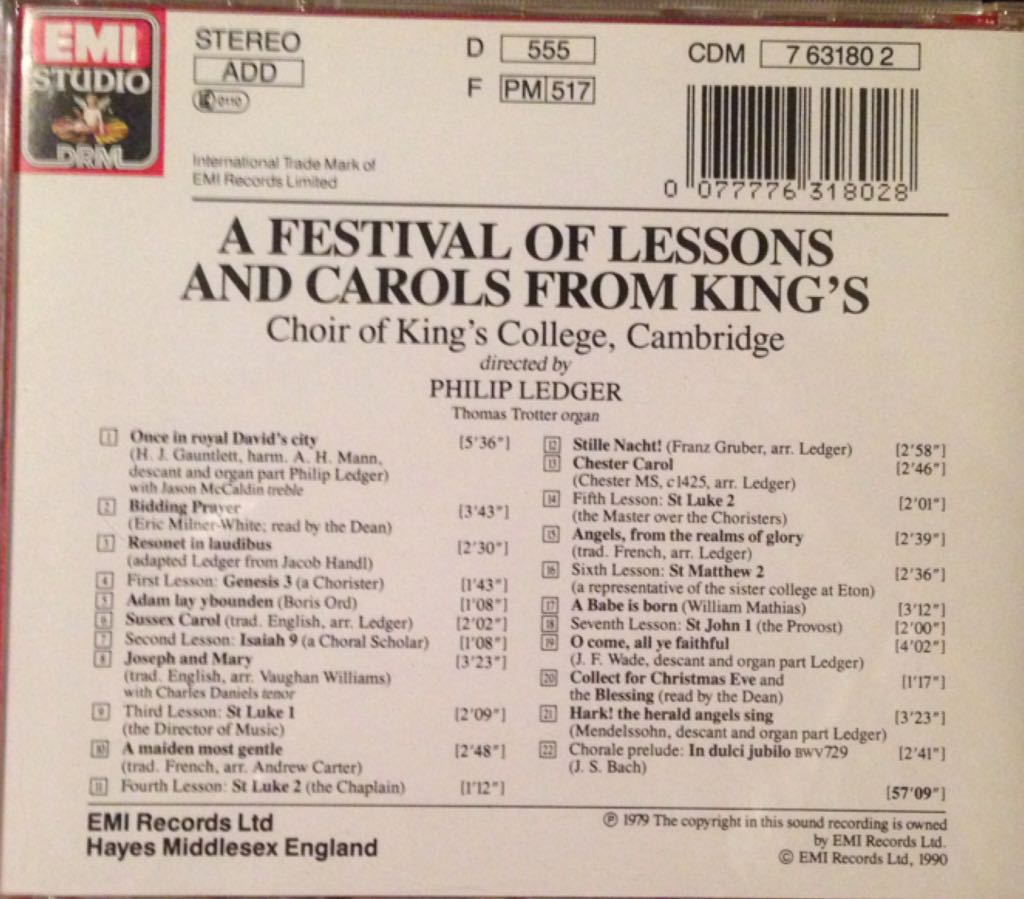 A Festival Of Lessons & Carols From Kings - Choir Of Kings College (CD) music collectible [Barcode 724356624221] - Main Image 2
