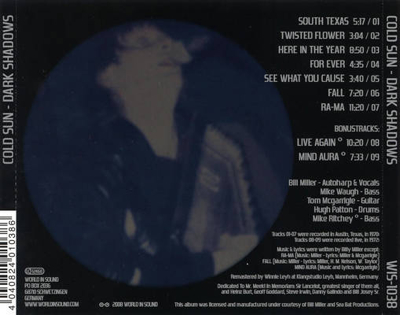 Dark Shadows - Cold Sun (12”) music collectible - Main Image 2