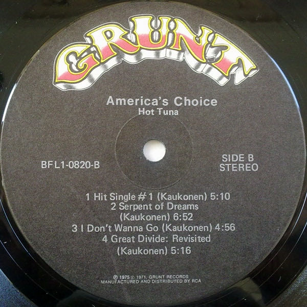 America’s Choice - Hot Tuna (12”) music collectible - Main Image 4