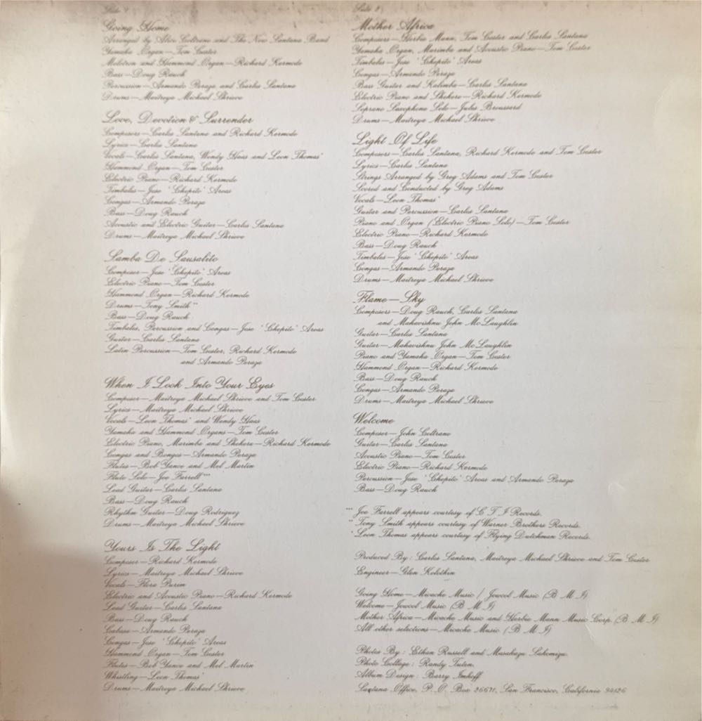 Welcome - Santana (12”) music collectible [Barcode 074643244510] - Main Image 4