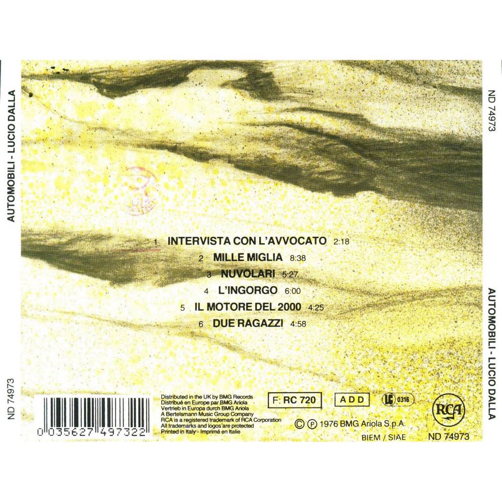 Automobili - Lucio Dalla (12”) music collectible [Barcode 035627497322] - Main Image 2