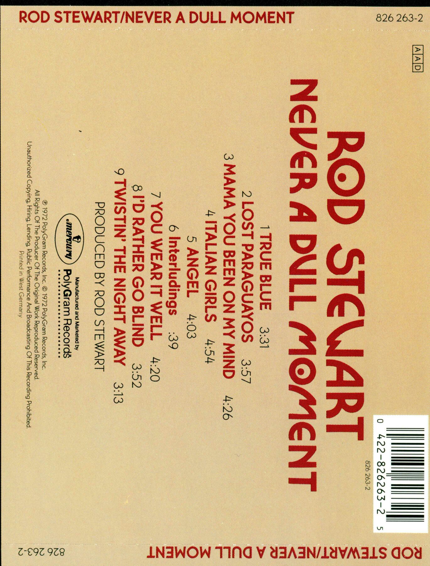 Never a Dull Moment - Stewart, Rod (CD - 33) music collectible [Barcode 042282626325] - Main Image 2