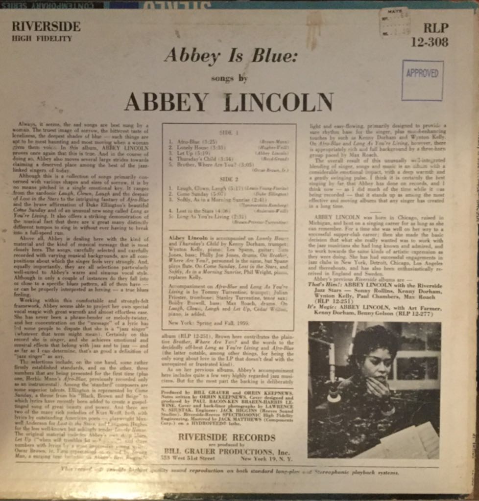 Abbey Is Blue - Abbey Lincoln music collectible - Main Image 2