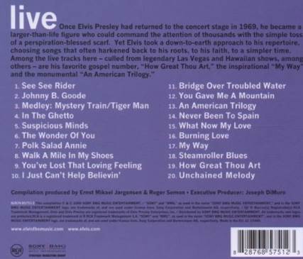 Elvis Live - Elvis Presley (CD - 71) music collectible [Barcode 828768575123] - Main Image 2