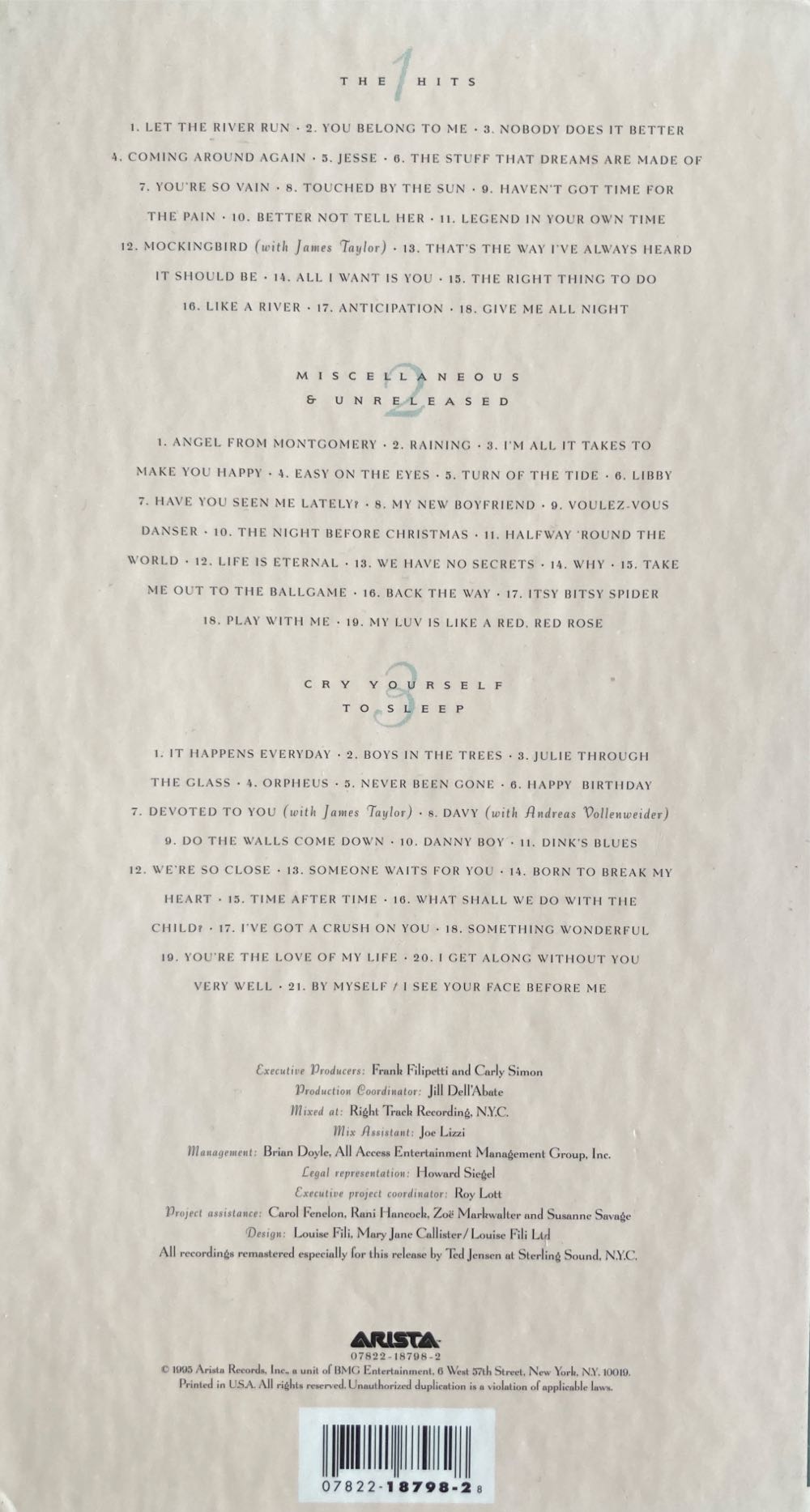 Clouds in My Coffee 1965-1995 - Carly Simon (CD - 223) music collectible [Barcode 078221879828] - Main Image 2