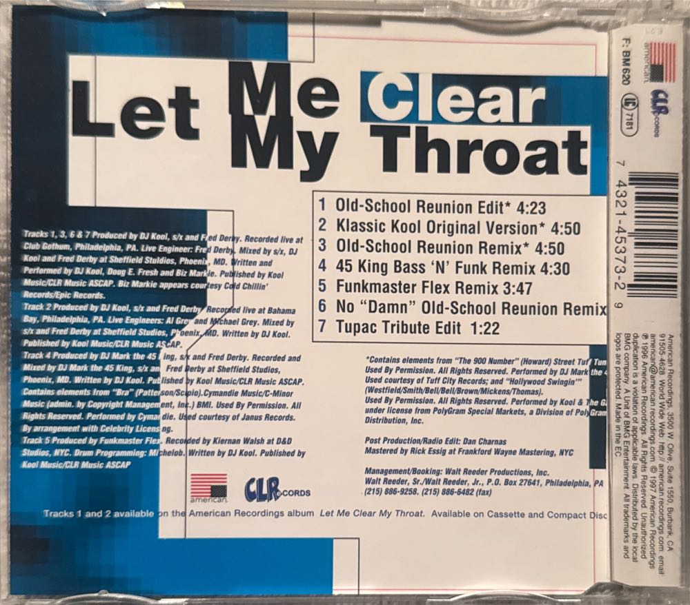 Let Me Clear My Throat - Dj Kool (CD) music collectible [Barcode 743214537329] - Main Image 3
