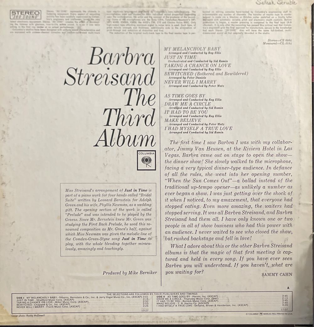 The Third Album - Barbra Streisand (12”) music collectible - Main Image 2