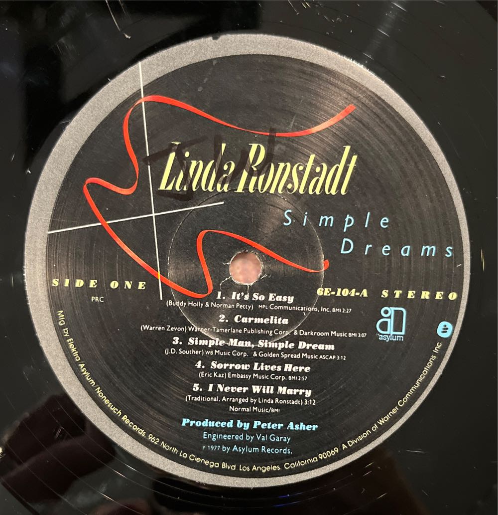 Simple Dreams - Linda Ronstadt (12” - 31:49) music collectible - Main Image 3