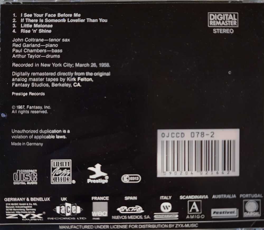 Settin’ The Pace - John Coltrane (CD - 41) music collectible [Barcode 090204021642] - Main Image 2
