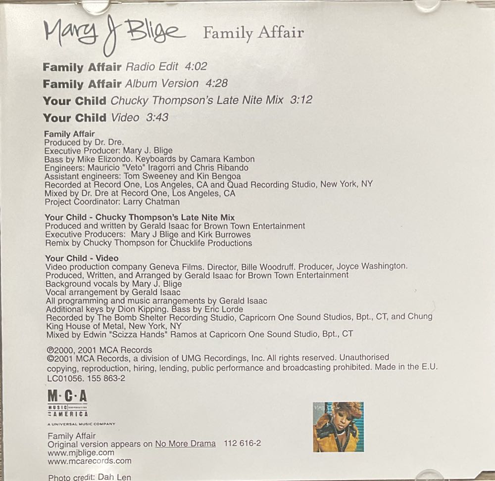 Family Affair - Mary J Biggle - Mary J. Blige (CD - 15) music collectible - Main Image 2