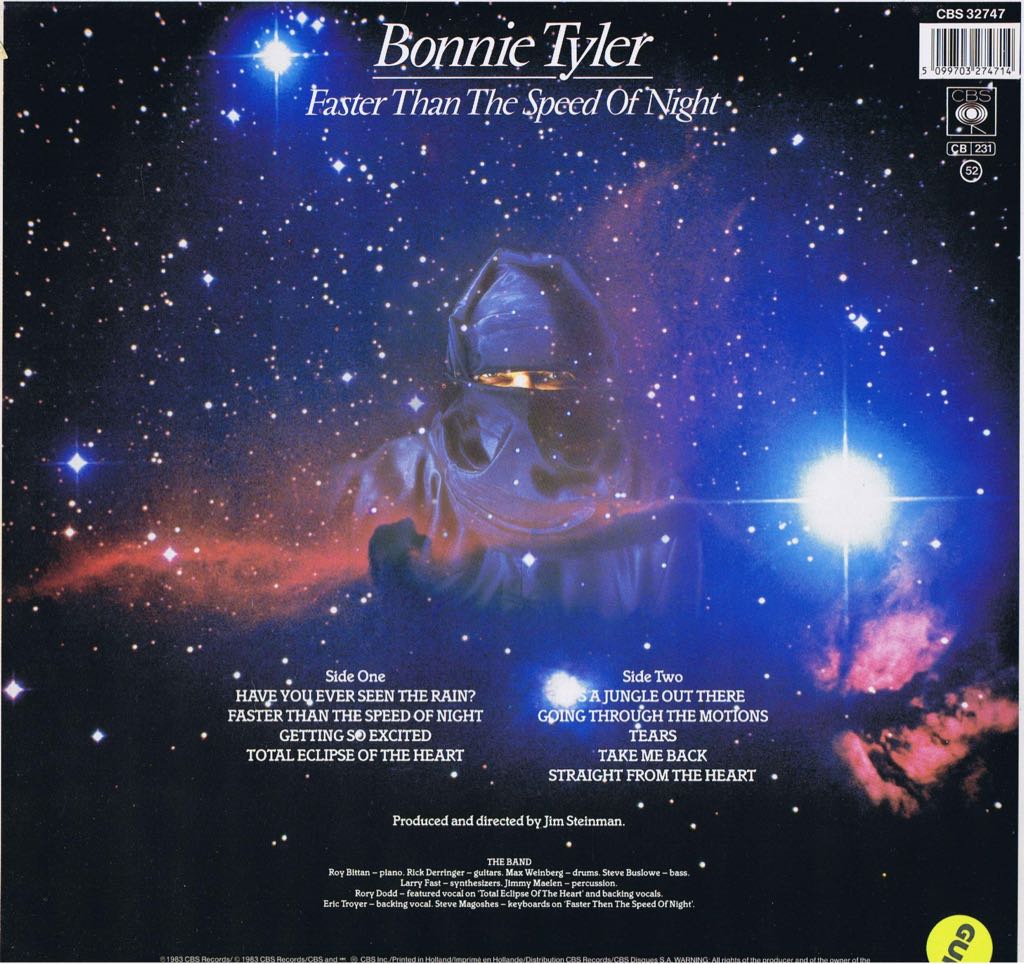 Faster Than The Speed Of Night - Tyler, Bonnie (12”) music collectible - Main Image 2