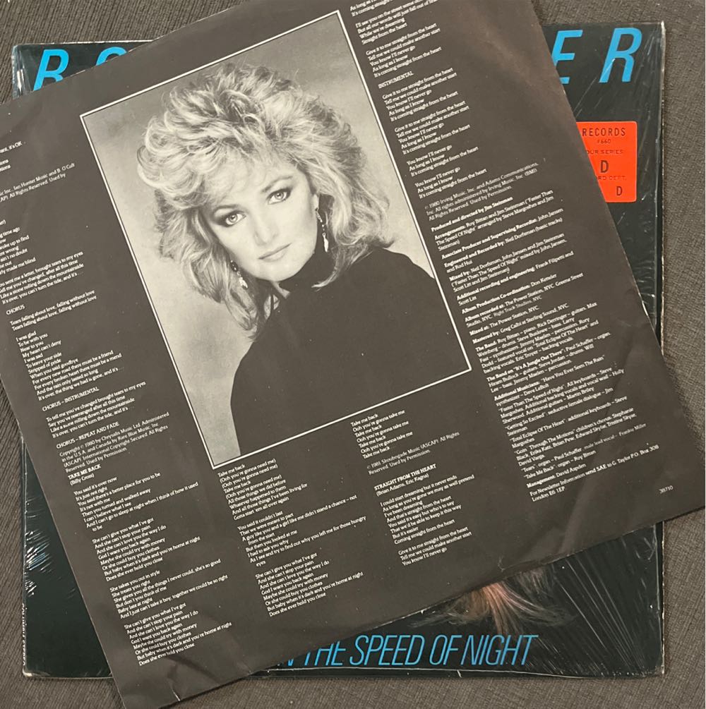 Faster Than The Speed Of Night - Tyler, Bonnie (12”) music collectible - Main Image 4