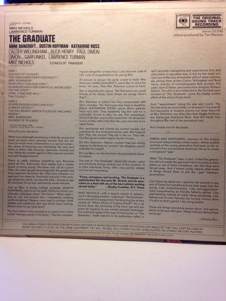 The Graduate (Original Soundtrack Recording) - Soundtrack (12”) music collectible - Main Image 2