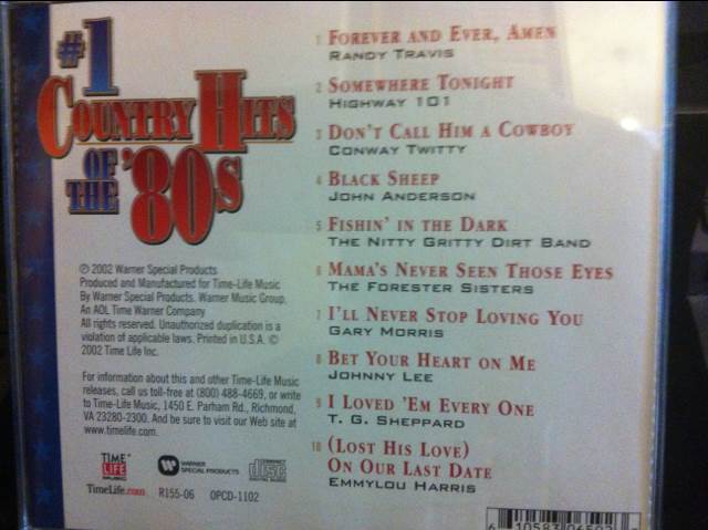 #1 Country Hits Of The ’80s - Various Country Artists (CD - 33) music collectible [Barcode 610583065923] - Main Image 2