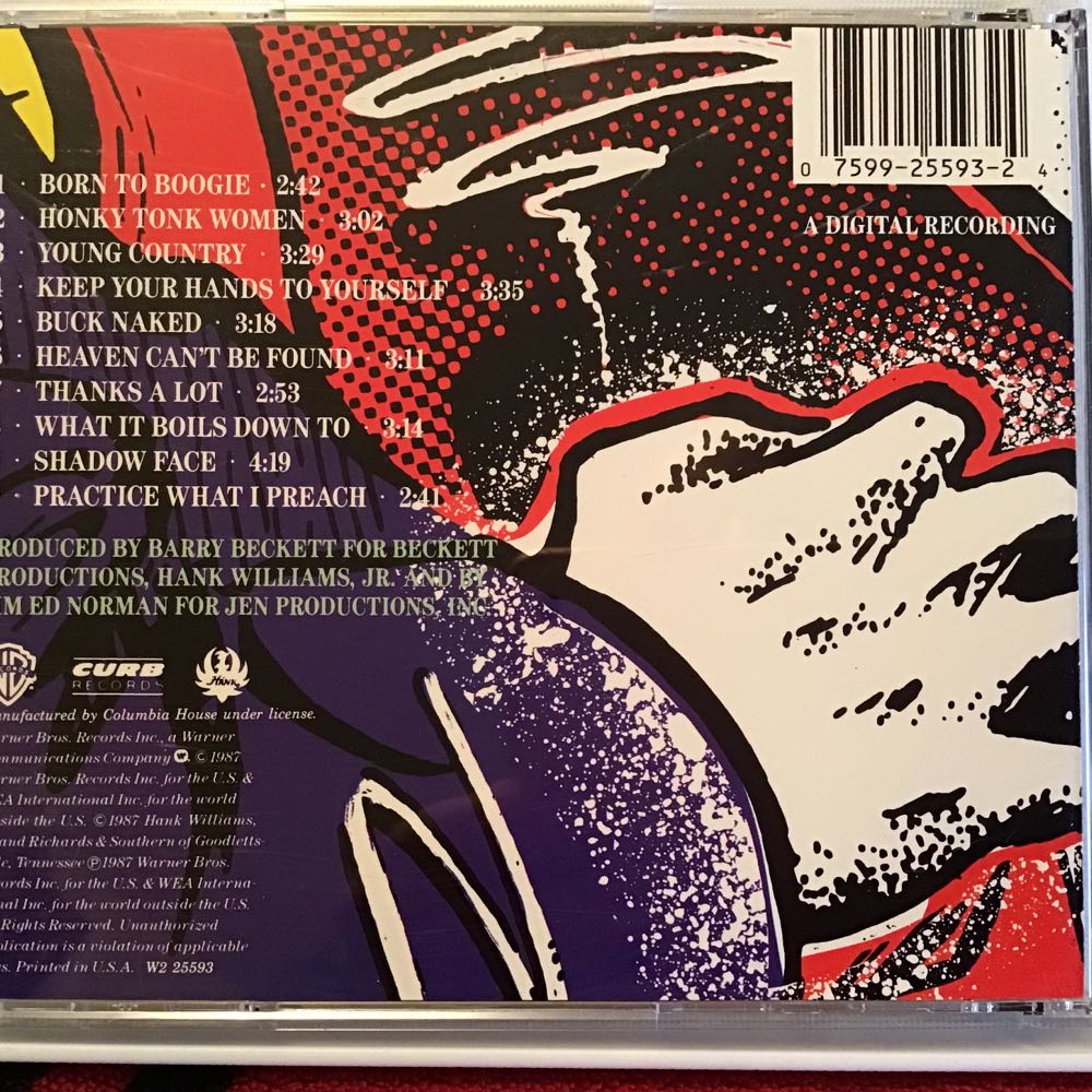 Born To Boogie - Hank Williams Jr. (CD - 3224) music collectible [Barcode 075992559324] - Main Image 2