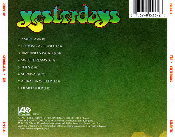 Yesterdays - Yes (CD) music collectible [Barcode 075678153327] - Main Image 4