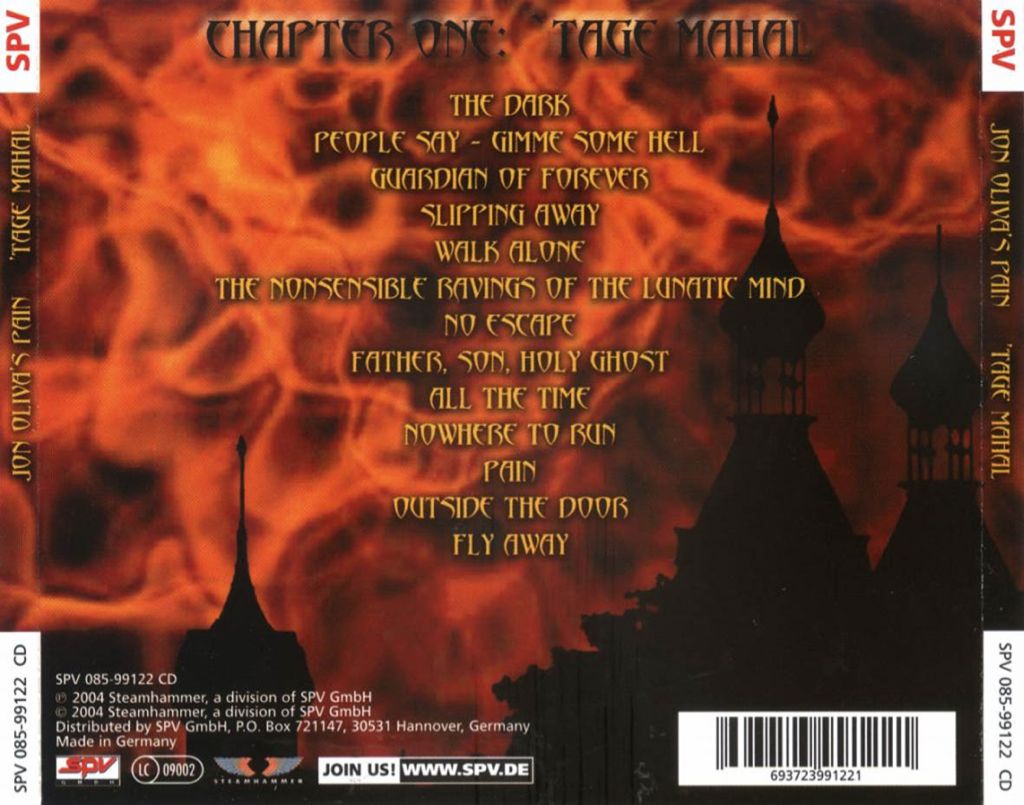 ’tage Mahal - Jon Oliva’s Pain (CD - 62:37) music collectible [Barcode 693723991221] - Main Image 2