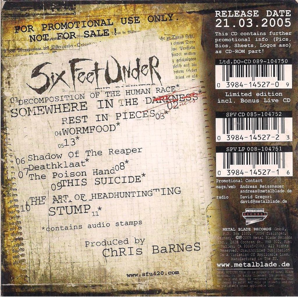 13 - Six Feet Under (CD - 36) music collectible [Barcode 039841452723] - Main Image 2