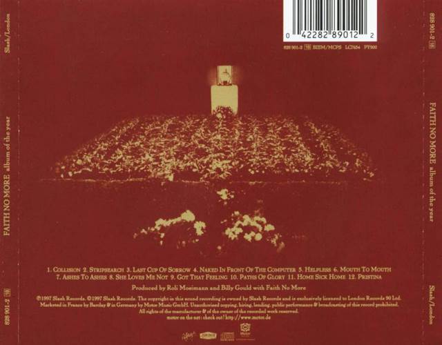 Album Of The Year - Faith No More (CD - 43) music collectible [Barcode 042282890122] - Main Image 2