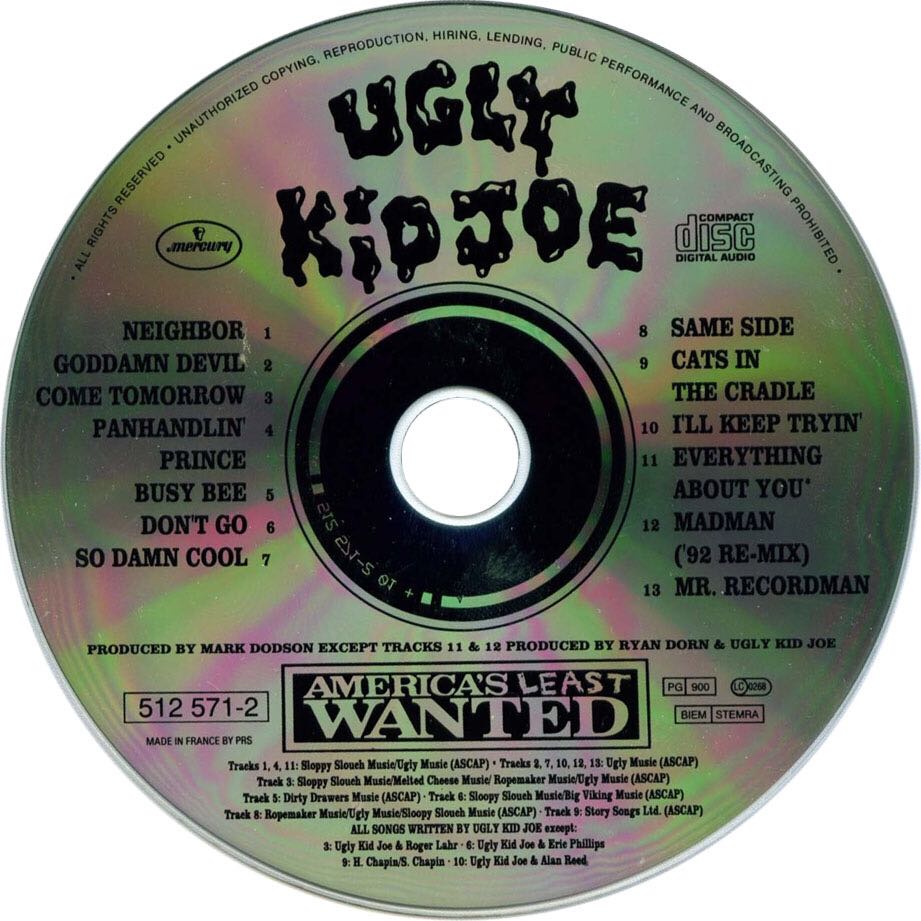 America’s Least Wanted - Ugly Kid Joe (CD - 59) music collectible [Barcode 731451257124] - Main Image 4
